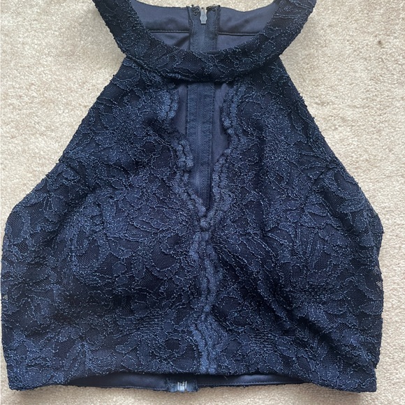 navy blue floral 2 piece long prom dress size 11 - Picture 2 of 6